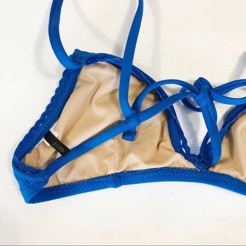 J. crew Rickrack Trim Triangle Bikini Blue - Picture 6 of 7